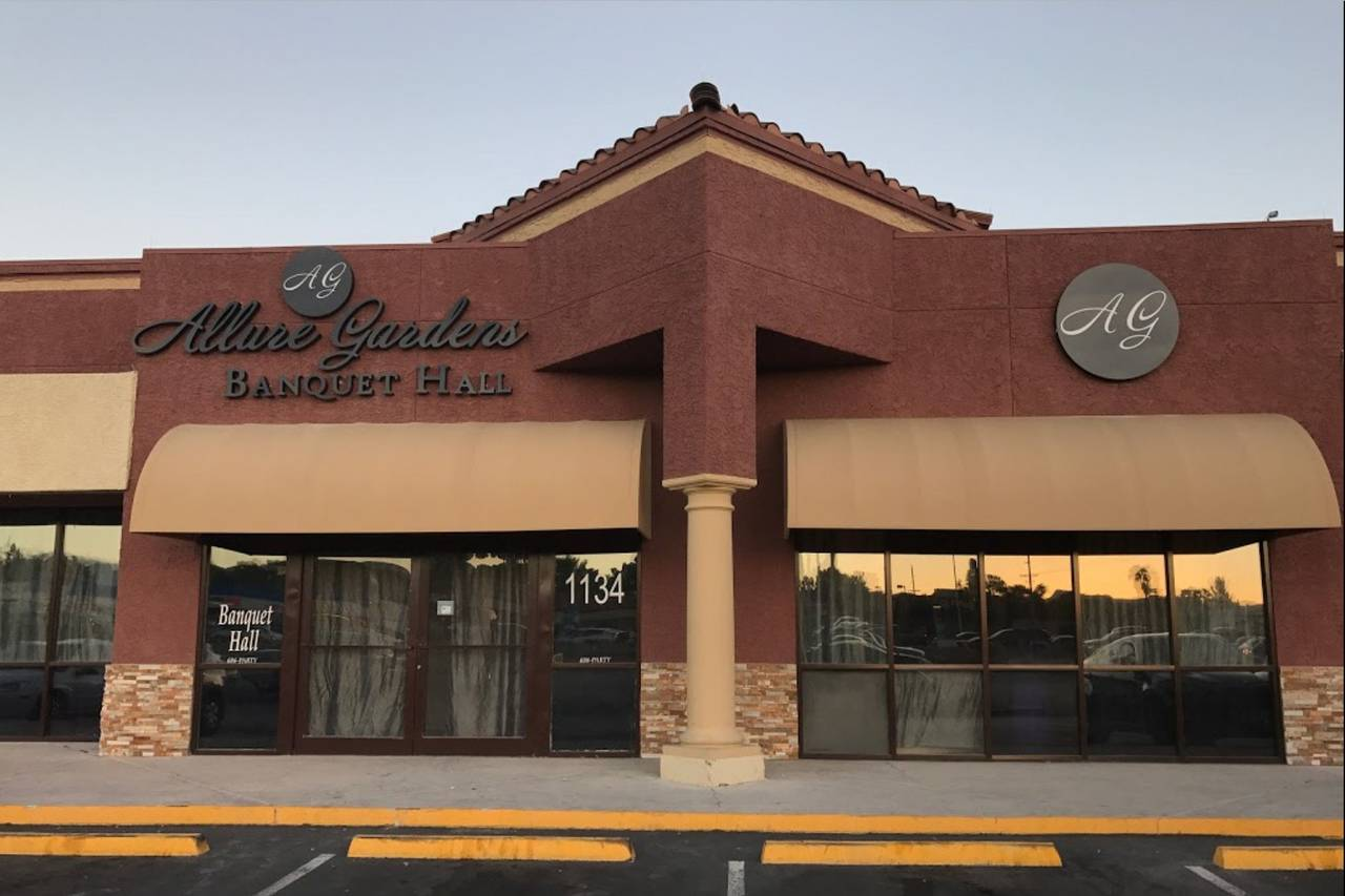 Exterior of Allure Gardens Banquet Hall at 1134 S Rainbow Blvd in Las Vegas